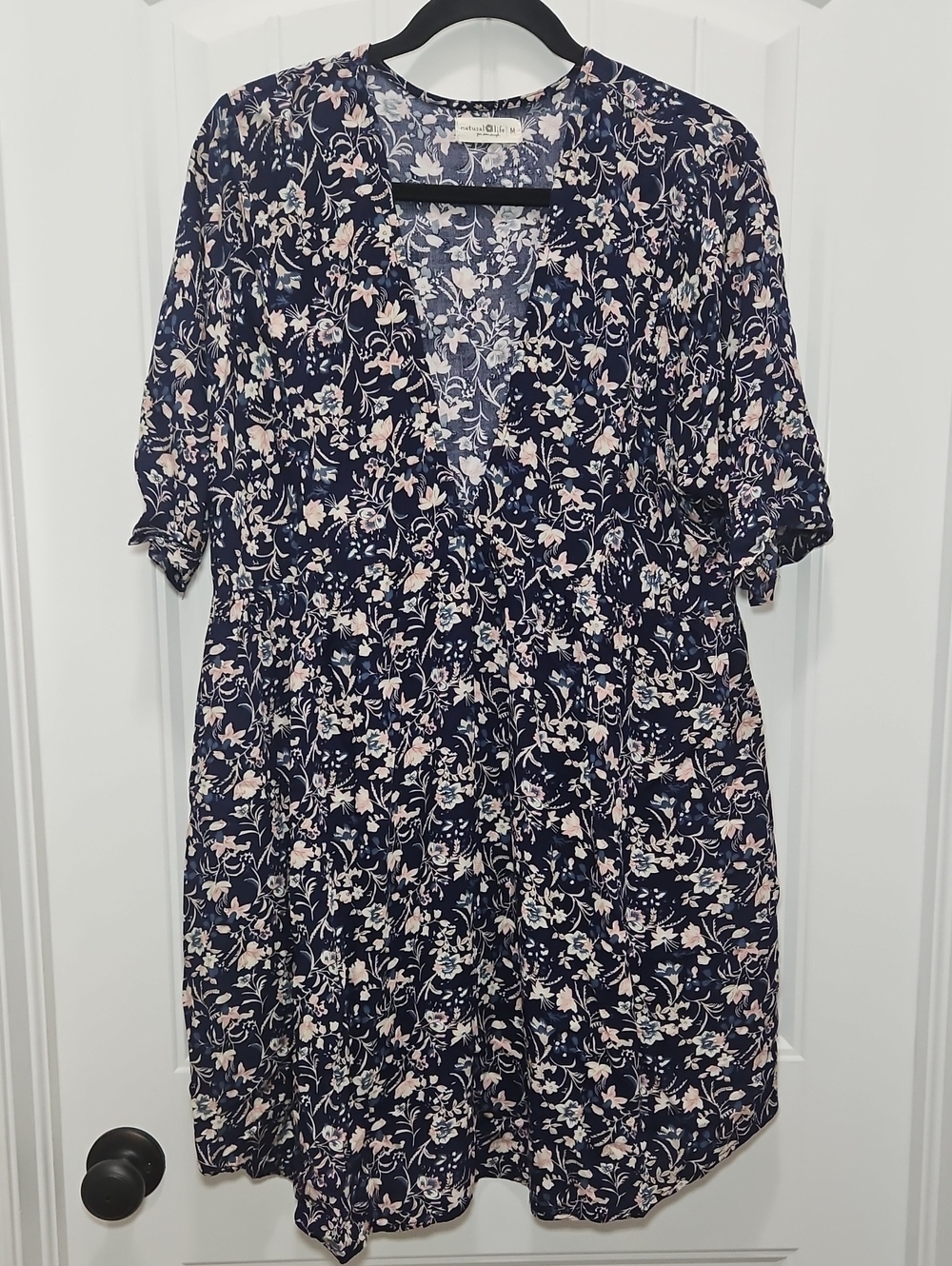 Natural Life Stella navy floral babydoll dress Medium Women's - Picture 2 of 10